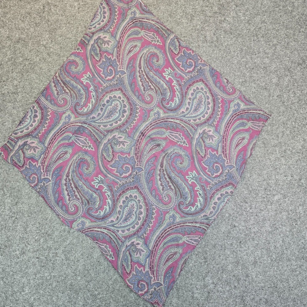 Paisley Print Square Scarf Pink Blue Green Floral Pattern Lightweight 19 x 19"